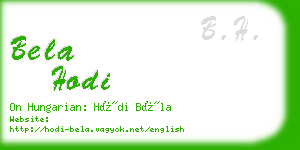 bela hodi business card